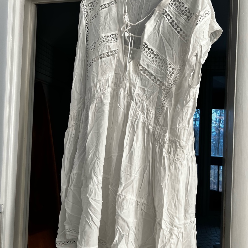 Chic White Dress with Lace Accents